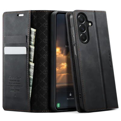 CASEME per Samsung Galaxy A27 Custodia 033 Series Portafoglio con Blocco RFID Supporto in Pelle con Texture di Vitello - Nero