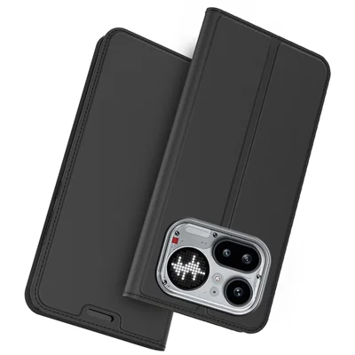For Nothing Phone (4a) Pro Case PU-læder telefonbeskytning med kortfunktion og stand - Sort