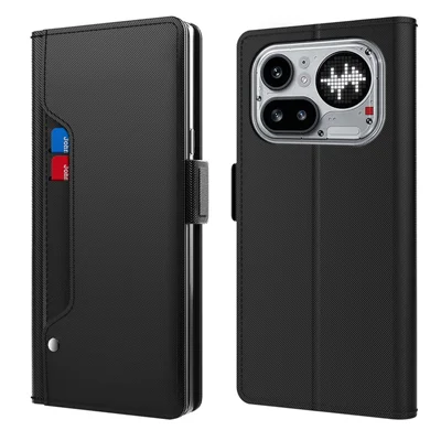 For Nothing Phone (4a) Pro Case PU+TPU Magnetisk Flip Phone Cover med stativ - Sort