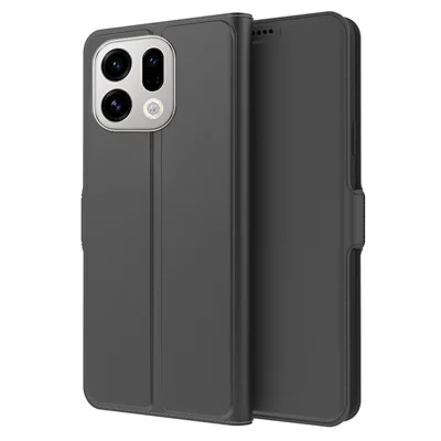 For Oppo Find X9 5G Case Shockproof TPU Inner Shell Leather Phone Cover Card Slot - Black