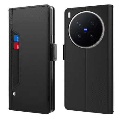 For vivo X300 Ultra 5G Case PU+TPU Magnetic Flip Phone Cover with Stand - Black