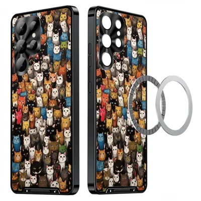 For Samsung Galaxy S24 Ultra Magnetic Case Rooster Pattern PC TPU Phone Cover with Lens Film - LK00137-03
