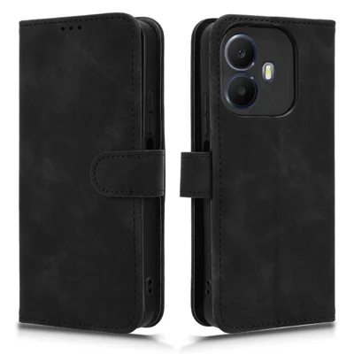 For TCL K70 Power 4G  /  K70 4G Leather Case Skin Feel Anti Drop Wallet Stand Flip Phone Cover - Black