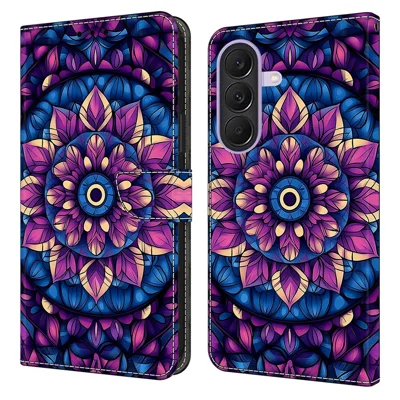 Til Samsung Galaxy A27 Wallet Stand Case Mønstertrykt Læder Telefonbeskyttelse - Indigo Mandala