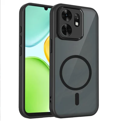 For Honor X6d 5G Magnetic Case Skin Touch Matte PC + TPU Anti-Drop Phone Cover - Black