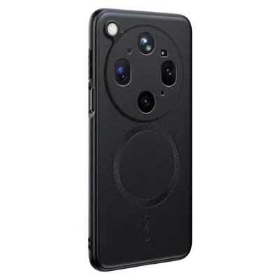 Futera magnetyczna z powłoką skórną TPU + PC na Oppo Find X9 Ultra 5G - Czarna