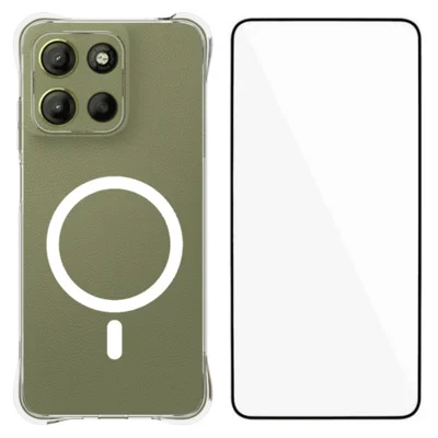  WANLONFENG for Motorola Moto G17 4G / Motorola Moto G15 4G / Motorola Moto G15 Power 4G / Motorola Moto G17 Power 4G WL2 Series 2.0mm Magnetic Case Clear TPU Phone Back Cover with Screen Films - Transparent