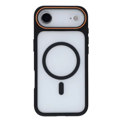 For iPhone Air Magnetic Case Large Viewing Window TPU + PC Shockproof Phone Cover - Black