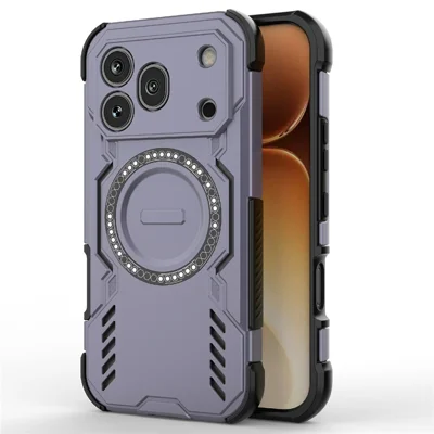 Coque magnétique pour Honor 600 Pro 5G Armor Papillon, ventilation creuse, PC + TPU, couverture de téléphone - Violet