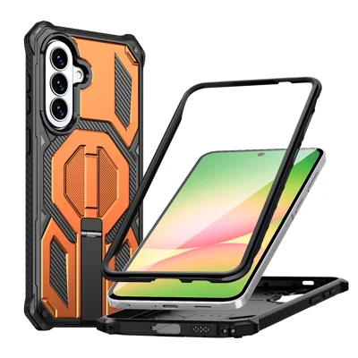 For Samsung Galaxy A27 5G / Galaxy A36 5G / Galaxy A56 5G / Galaxy A37 5G Magnetic Case TPU + PC Kickstand Phone Cover Drop Protection - Orange