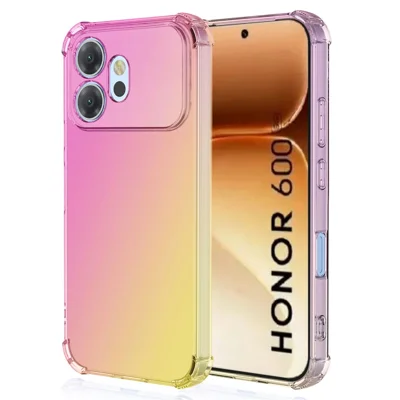 För Honor 600 5G-fodral i gradierad färg, TPU, anti-slagtelefonfodral - Rosa / Guld