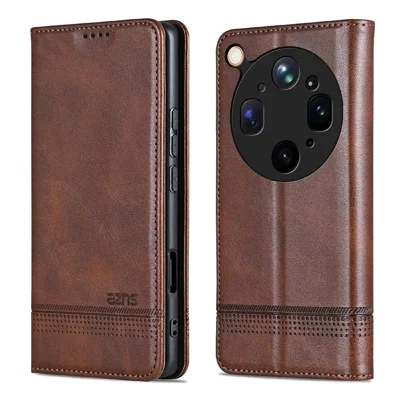 AZNS Funda para Oppo Find X9 Ultra 5G, Funda de Cuero PU con Textura de Piel de Vaca, con Cartera - Café