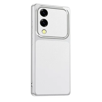 For Samsung Galaxy S25 Edge Case Sheepskin Texture Leather Coated TPU Phone Cover with Precise Camera Cutouts - White
