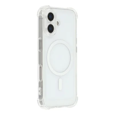 For iPhone 17 Magnetic Case Electroplated Buttons PC TPU Shockproof Clear Cover - Transparent