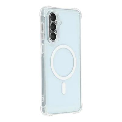 Magnetic Case For Samsung Galaxy A16 5G  /  4G Electroplated Buttons PC TPU Shockproof Clear Cover - Transparent