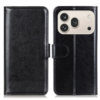 Voor Honor 600 Pro 5G Hoesje Crazy Horse Structuur PU Leren Telefoonstandaardhoes - Zwart