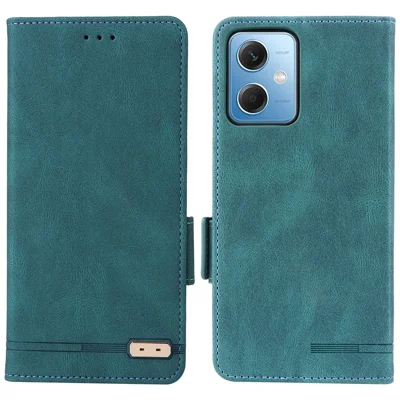 Hardware-Dekor-Handyhülle für Xiaomi Redmi Note 12 5G (Global) / (Indien) / (China) / Poco X5 5G, doppelter magnetischer Verschluss, PU-Leder, Anti-Drop, mit Brieftasche und Ständer, Handytasche – Blau
