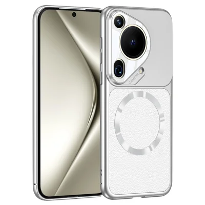GKK para Huawei Pura 70 Ultra Capa Magnética em Pele Sintética + Capa Protetora em PC - Prateado