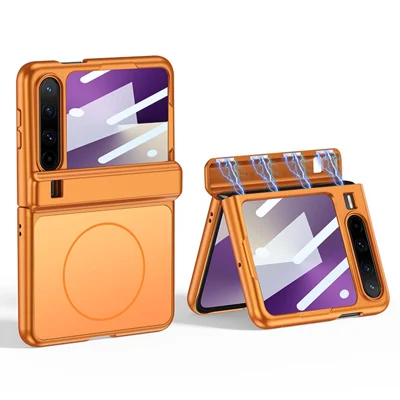 Capa Magnética para Huawei Pura X, Capa de Telemóvel PC Mate Anti-impressão Digital com Filme Protetor Traseiro - Laranja
