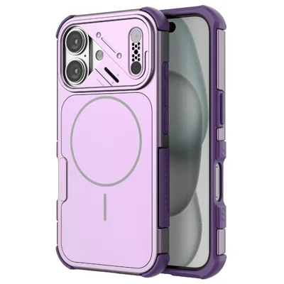 Für iPhone 16 Hülle stoßfest Airbag PC+TPU Handyhülle kompatibel mit MagSafe - Lila