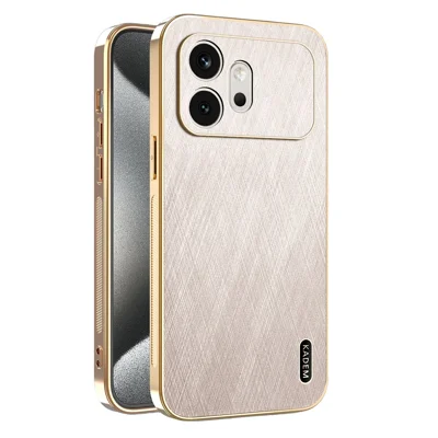 KADEM Pour Honor 600 5G Coque Électrolyse Texture de Soie Cuir PU + TPU de Couverture Arrière de Téléphone - Or