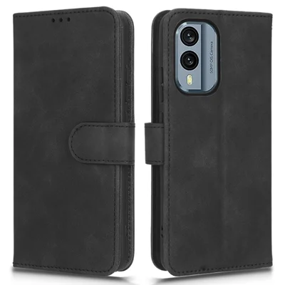 For Nokia X30 5G Wallet Stand Flip Anti-scratch PU Leather+TPU Cover Skin-touch Feeling Phone Case - Black