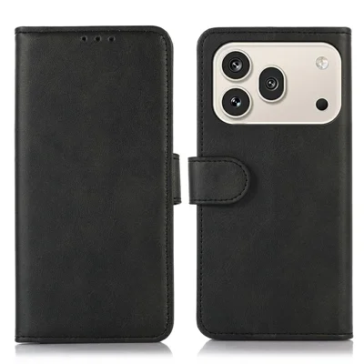 Étui pour Honor 600 5G / 600 Pro 5G, étui portefeuille en cuir texturé vachette avec support - Noir