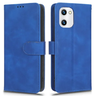 Für Umidigi C1 Wallet Stand Skin-touch Feel Phone Case Flip Anti-scratch PU Leder+tpu-abdeckung - Blau