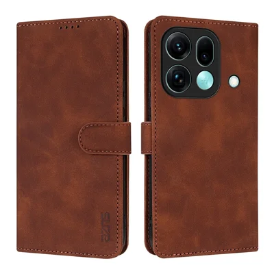AZNS Étui pour téléphone portable Oppo Find X9s Pro 5G en cuir PU avec portefeuille - Brun