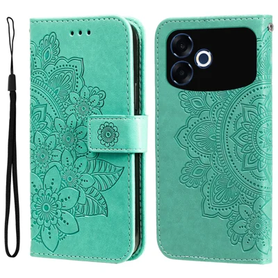 Étui pour Oppo F33 Pro 5G / Oppo A6s Pro 5G, motif floral, portefeuille en cuir PU avec support, housse pour téléphone - Vert