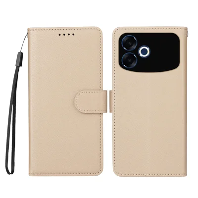 Étui pour Oppo F33 Pro 5G / Oppo A6s Pro 5G avec protection RFID, 3 emplacements pour cartes, housse en cuir PU avec dragonne - Blanc crémeux