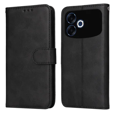 Étui pour Oppo F33 Pro 5G / Oppo A6s Pro 5G, étui portefeuille en cuir PU, housse à rabat - Noir