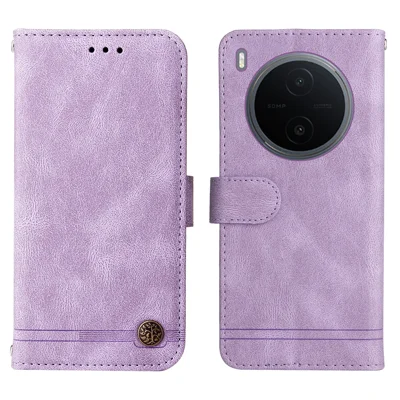  For vivo Y600 Pro 5G Leather Wallet Cases Skin Touch Phone Cover Stand with Strap - Purple