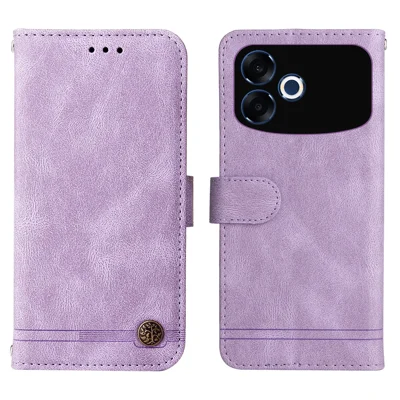 Étui portefeuille en cuir pour Oppo F33 Pro 5G / Oppo A6s Pro 5G, housse tactile avec support et dragonne - Violet