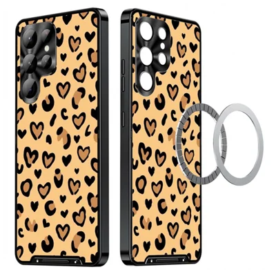 For Samsung Galaxy S26 Ultra Magnetic Case Leopard Print PC+TPU Phone Cover with Lens Film - LK00198-01