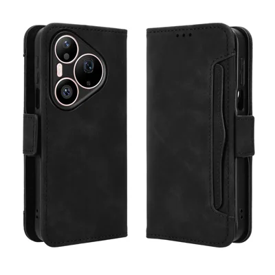 For Huawei Pura 90s Pro 5G / Pura 90 Pro Leather Case Phone Wallet Cover with Multiple Card Slots - Black