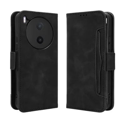  For vivo Y600 Pro 5G Leather Case Phone Wallet Cover with Multiple Card Slots - Black