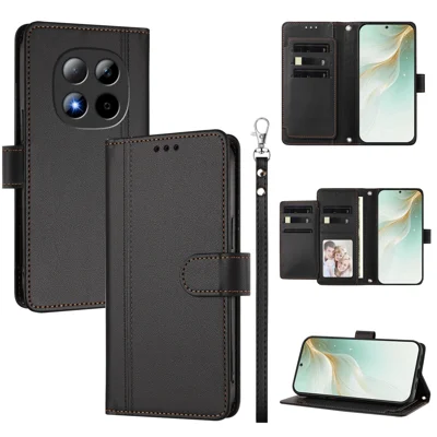  For Xiaomi Redmi Note 15 Pro 5G (Global) Case 9 Card Slots PU Leather Flip Wallet Phone Cover with Hand Strap - Black