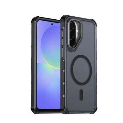 For Samsung Galaxy A56 5G / Galaxy A37 5G / Galaxy A36 5G Magnetic Case Electroplated Frame Skin-touch TPU+PC Phone Cover - Black