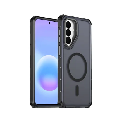 Cover magnetico per Samsung Galaxy A57 5G con telaio elettrodeposizionato, cover in TPU+PC con finitura soft-touch - Nero