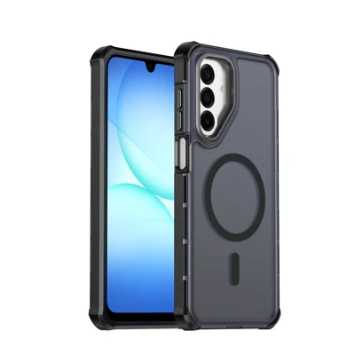  For Samsung Galaxy A17 4G / Galaxy F17 5G / Galaxy M17 5G / Galaxy A26 5G / Galaxy A17 5G Magnetic Case Electroplated Frame Skin-touch TPU+PC Phone Cover - Black