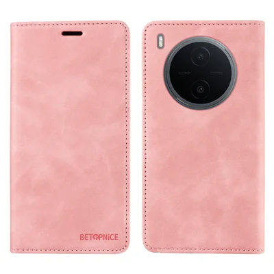  BETOPNICE for vivo Y600 Pro 5G Case  Magnetic Closure RFID Blocking Wallet Stand Leather Phone Cover - Pink