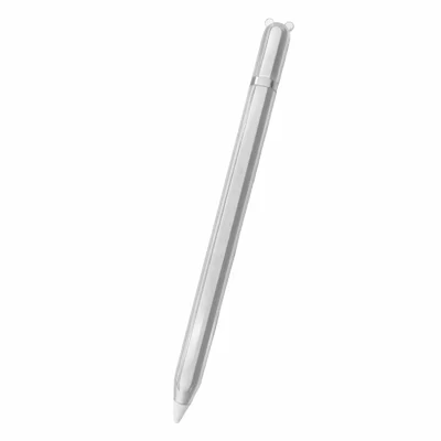 For Apple Pencil Pro  /  Pencil (2nd Generation) TPU Case Bear-Ear Style Shockproof Anti-Slip Stylus Pen Protective Cover with Silicone Nib Cap - Transparent