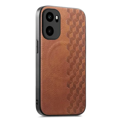  For OnePlus Ace 6T 5G / OnePlus Ace 6 5G Magnetic Phone Case with Grid Pattern Protective PU Leather + PC Cover - Brown