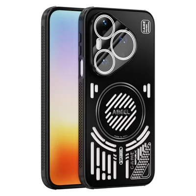 ABEEL For Huawei Pura 90 Pro Magnetic Case Aluminium Alloy + PC + TPU Hollow Heat Dissipation Phone Cover - Black