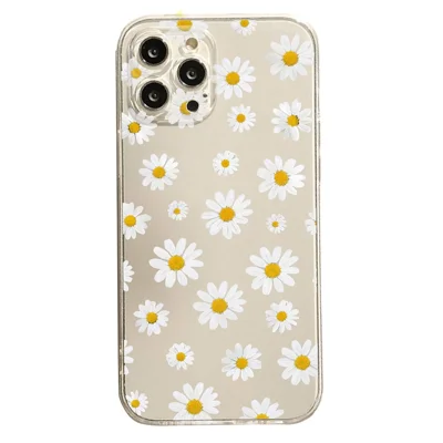 For iPhone 17 Pro Case Daisy Pattern Clear TPU Phone Back Cover - Transparent