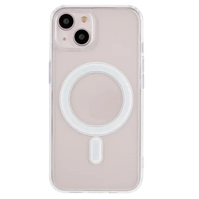 Transparent hölse för iPhone 13 mini 5,4 tum, akrylrygg TPU-ram chockabsorberande mobilhölse kompatibel med MagSafe