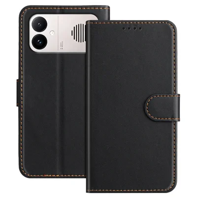 Étui en cuir pour Xiaomi Redmi K90 Max 5G, étui portefeuille avec support, couleur unie, anti-chute, housse de protection - Noir