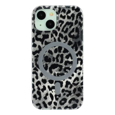 Funda para iPhone 14 / 13 Compatible con MagSafe, Diseño IMD de Estampado de Leopardo, Funda de TPU y PC - Estilo C