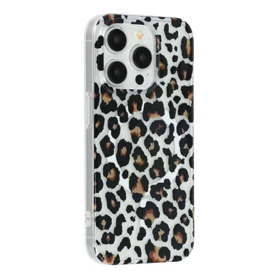For iPhone 15 Pro Max Magnetic Case Hollow Leopard Print Design TPU PC Phone Back Cover - Style 3
